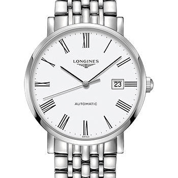 Longines Elegant Collection Watch - 39 mm Steel Case - White Roman Dial - Bracelet - L4.910.4.11.6