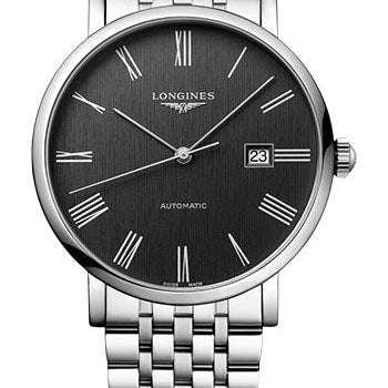 Longines Elegant Collection Automatic Watch - 41 mm Steel Case - Anthracite Roman Dial - Bracelet - L4.911.4.71.6
