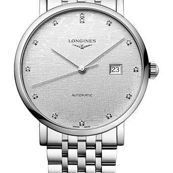 Longines Elegant Collection Automatic Watch - 41 mm Steel Case - Striped Silver Diamond Dial - Bracelet - L4.911.4.77.6