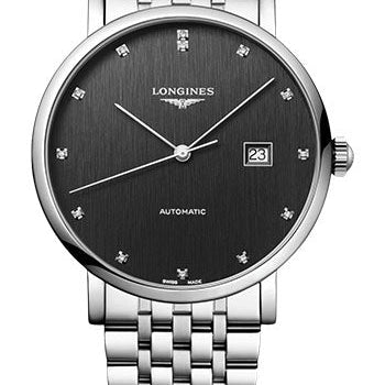 Longines Elegant Collection Automatic Watch - 41 mm Steel Case - Anthracite Diamond Dial - Bracelet - L4.911.4.78.6