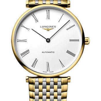 Longines La Grande Classique De Longines Automatic Watch - 38 mm Yellow PVD Case - White Roman Dial - Steel And Yellow PVD Bracelet - L4.918.2.11.7