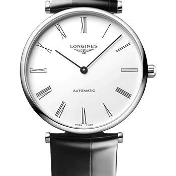 Longines La Grande Classique De Longines Automatic Watch - 38 mm Steel Case - White Roman Dial - Black Strap - L4.918.4.11.2