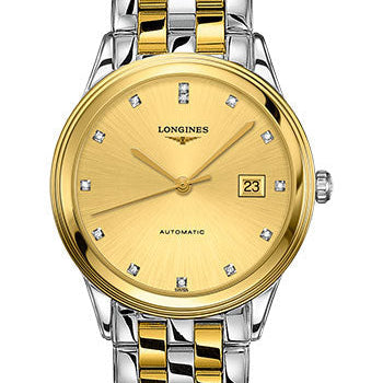 Longines Flagship Watch - 38.5 mm Steel And Yellow PVD Case - Gilt Diamond Dial - Bracelet - L4.974.3.37.7