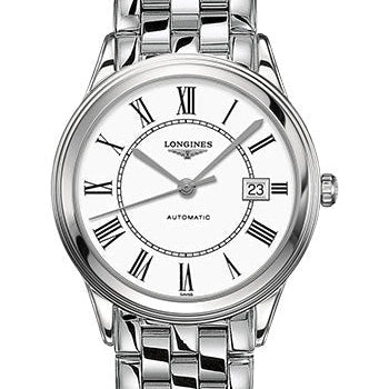 Longines Flagship Automatic Watch - 38.5 mm Steel Case - White Roman Dial - Bracelet - L4.974.4.21.6