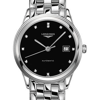 Longines Flagship Watch - 38.5 mm Steel Case - Black Diamond Dial - Bracelet - L4.974.4.57.6
