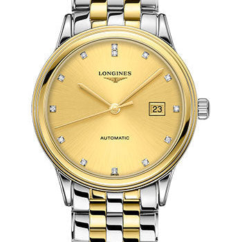 Longines Flagship Watch - 40 mm Steel And Yellow PVD Case - Gilt Diamond Dial - Bracelet - L4.984.3.37.7