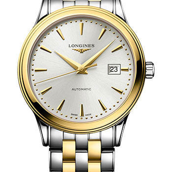Longines Flagship Automatic Watch - 40 mm Steel And Yellow PVD Case - Silver Dial - Bracelet - L4.984.3.79.7