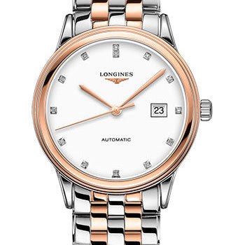 Longines Flagship Watch - 40 mm Steel And Red PVD Case - White Diamond Dial - Bracelet - L4.984.3.99.7