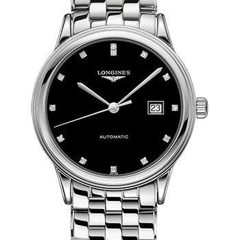 Longines Flagship Watch - 40 mm Steel Case - Black Diamond Dial - Bracelet - L4.984.4.57.6