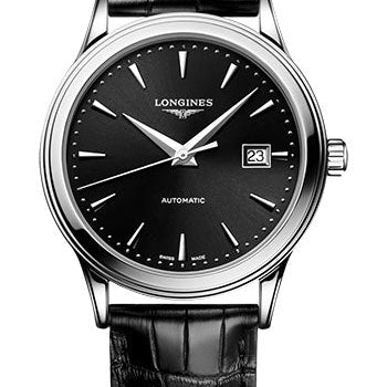 Longines Flagship Automatic Watch - 40 mm Steel Case - Black Dial - Black Alligator Leather Strap - L4.984.4.59.2