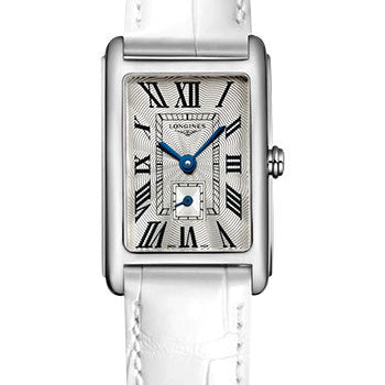 Longines DolceVita Small Seconds Quartz Watch - 20.80 X 32 mm Steel Case - Silver FlinquŽ Roman Dial - White Strap - L5.255.4.71.2