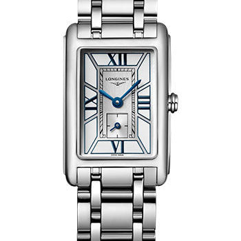 Longines DolceVita Small Seconds Quartz Watch - 20.80 X 32 mm Steel Case - White Roman Dial - Bracelet - L5.255.4.75.6