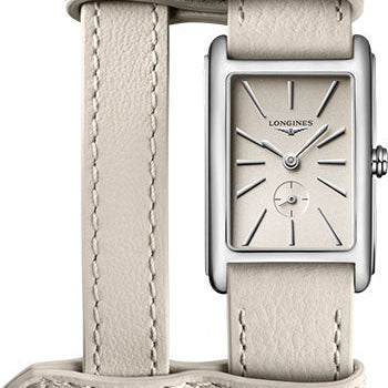 Longines DolceVita X YVY Small Seconds Quartz Watch - 20.80 X 32 mm Steel Case - Beige Dial - Beige Strap - L5.255.4.79.2