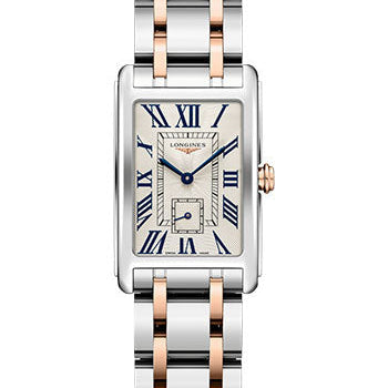 Longines DolceVita Quartz Watch - 20.80 X 32 mm Steel Case - Silver FlinquŽ Roman Dial - Steel And 18K Pink Gold Cap 200 Bracelet - L5.255.5.71.7