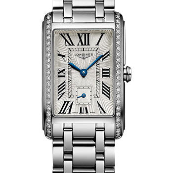 Longines DolceVita Small Seconds Quartz Watch - 23.30 X 37 mm Steel Diamond Case - Silver FlinquŽ Roman Dial - Bracelet - L5.512.0.71.6