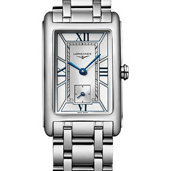 Longines DolceVita Small Seconds Quartz Watch - 23.30 X 37 mm Steel Case - White Roman Dial - Bracelet - L5.512.4.75.6