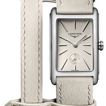 Longines DolceVita X YVY Small Seconds Quartz Watch - 23.30 X 37 mm Steel Case - Beige Dial - Beige Strap - L5.512.4.79.2