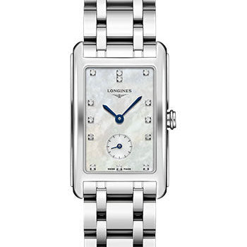 Longines DolceVita Quartz Watch - 23.30 X 37 mm Steel Case - White Mother-Of-Pearl Diamond Dial - Bracelet - L5.512.4.87.6