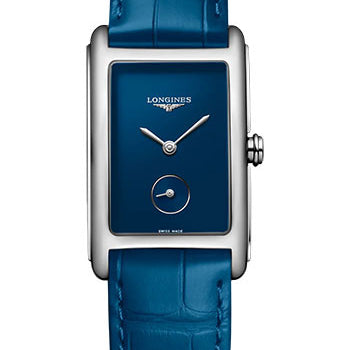 Longines DolceVita Small Seconds Quartz Watch - 23.30 X 37 mm Steel Case - Blue Dial - Blue Strap - L5.512.4.90.2