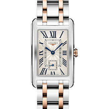 Longines DolceVita Quartz Watch - 23.30 X 37 mm Steel Case - Silver FlinquŽ Roman Dial - Steel And 18K Pink Gold Cap 200 Bracelet - L5.512.5.71.7
