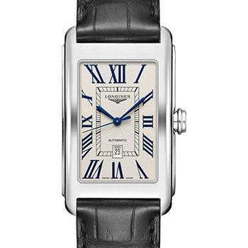 Longines DolceVita Automatic Watch - 28.20 X 47 mm Steel Case - Silver FlinquŽ Roman Dial - Black Alligator Strap - L5.767.4.71.0