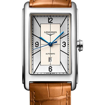 Longines DolceVita Automatic Watch - 28.20 X 47 mm Steel Case - Silver Arabic Dial - Beige Strap - L5.767.4.73.3