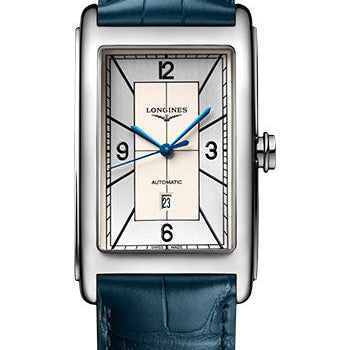 Longines DolceVita Automatic Watch - 28.20 X 47 mm Steel Case - Silver Arabic Dial - Blue Strap - L5.767.4.73.9