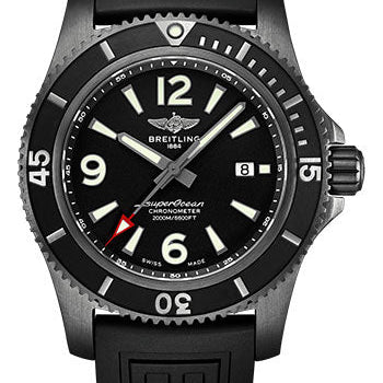 Breitling Superocean Automatic 46 Black Steel Watch - Black steel - Black Dial - Numerals,Black Rubber Strap - Tang Buckle - M17368B71B1S1