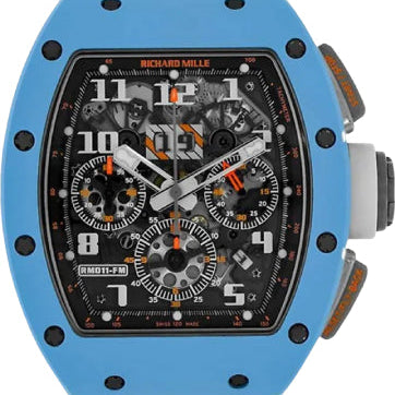 Richard Mille Chronograph RM11-FM Felipe Massa Baby Blue Ceramic 50mm Openworked Dial