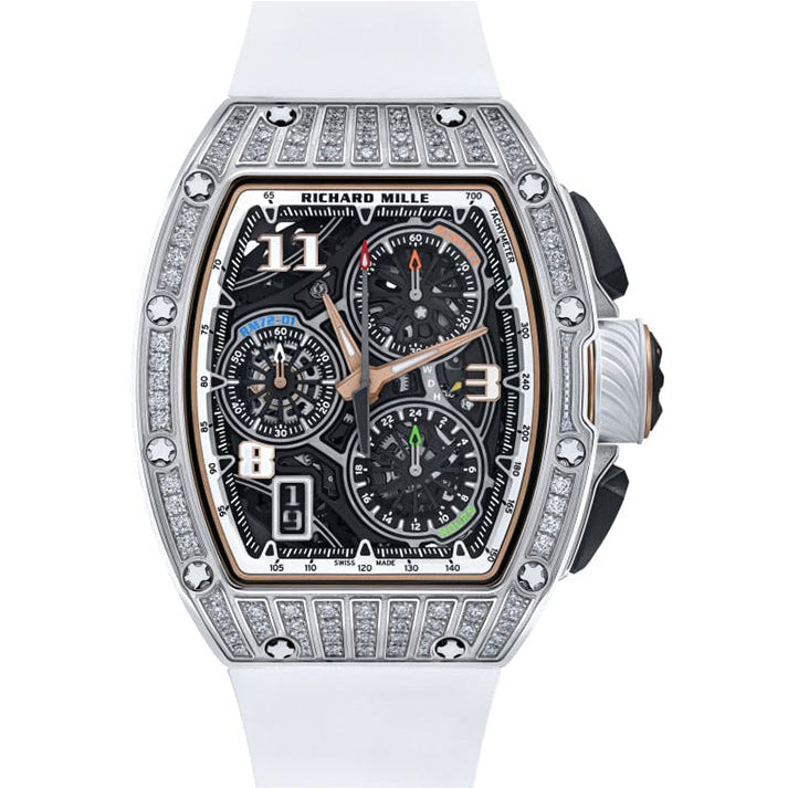 Richard Mille Lifestyle Flyback Chronograph White Gold & Medium Set Diamonds RM 72-01 - BRAND NEW
