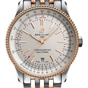Breitling Navitimer Automatic 41 Watch - Steel and 18K Red Gold - Silver Dial - Metal Bracelet - U17326211G1U1