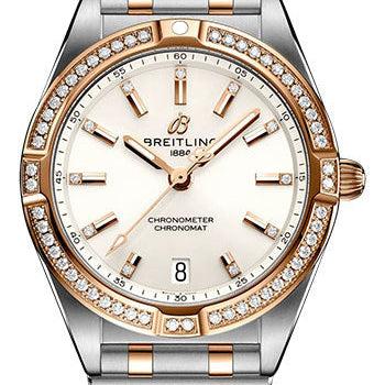 Breitling Chronomat 32 Watch - Steel and 18K Red Gold (Gem-set) - White Diamond Dial - Metal Bracelet - U77310591A1U1