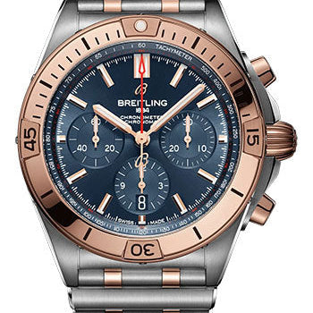 Breitling Chronomat B01 42 Watch - Steel and 18K Red Gold - Blue Dial - Metal Bracelet - UB0134101C1U1