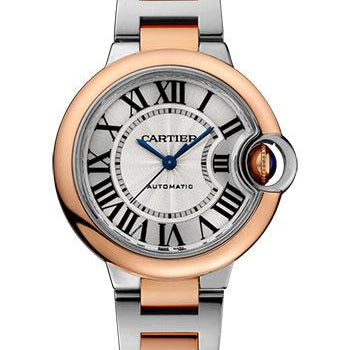 Cartier Ballon Bleu De Cartier Watch - 33 mm Steel Case - Pink Gold Bezel - W2BB0023