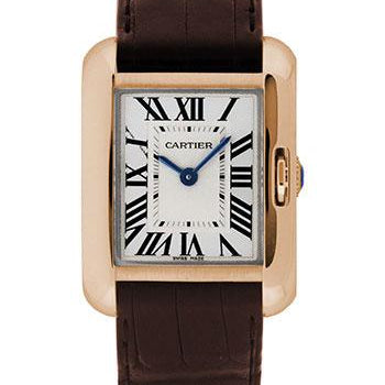 Cartier Tank Anglaise SM Watch - 30.2 mm Pink Gold Case - Brown Alligator Strap - W5310027