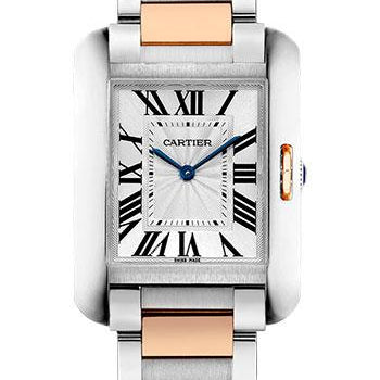 Cartier Tank Anglaise Watch - 34.7 mm Steel Case - Silver Dial - Pink Gold Bracelet - W5310043