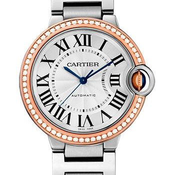 Cartier Ballon Bleu de Cartier Watch - 36 mm Steel Case - Pink Gold Diamond Bezel - WE902081