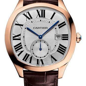 Cartier Drive de Cartier Watch - 40 mm Pink Gold Case - Silvered Dial - Brown Alligator Strap - WGNM0003