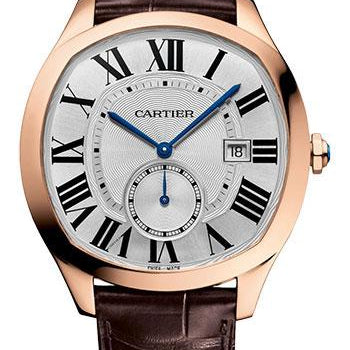 Cartier Drive de Cartier Watch - 40 mm x 41 mm Rose Gold Case - Silvered Dial - Brown Alligator Strap - WGNM0016
