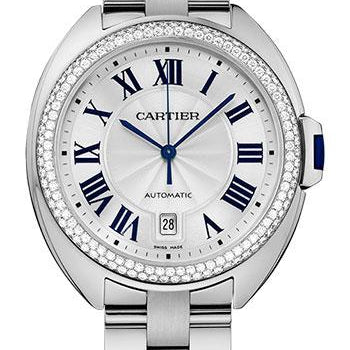 Cartier Cle De Cartier Watch - 40 mm White Gold Diamond Case - Diamond Bezel - Silver Dial - WJCL0008