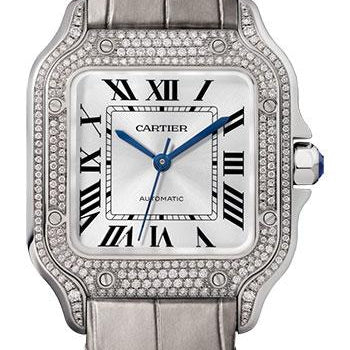 Cartier Santos de Cartier Watch - 35.1 mm White Gold Diamond Case - Diamond Bezel - WJSA0006
