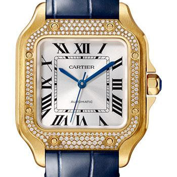 Cartier Santos de Cartier Watch - 35.1 mm Yellow Gold Case - Diamond Bezel - WJSA0008