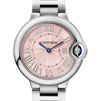 Cartier Ballon Bleu de Cartier Quartz Watch - 33 mm Steel Case - Pink Dial - WSBB0033
