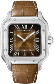 Cartier Santos De Cartier Large Automatic Steel Interchangeable Metal And Leather Bracelets - WSSA0064