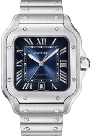 Cartier Santos De Cartier Large Automatic Steel Interchangeable Steel and Leather Bracelets - WSSA0071