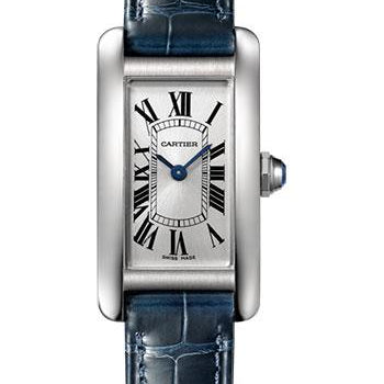 Cartier Tank Americaine Watch - 34.80 mm Steel Case - Navy Blue Alligator Strap - WSTA0016