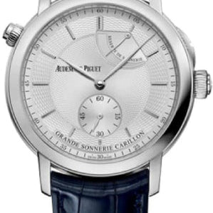 Audemars Piguet Jules Audemars Grande Sonnerie Carillon Silver Guilloche Index Platinum Leather 39mm | 26344PT.OO.D028CR.01