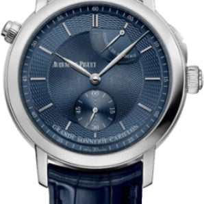Audemars Piguet Jules Audemars Grande Sonnerie Carillon 39mm Blue Guilloche Index Platinum Leather | 26344PT.OO.D028CR.02