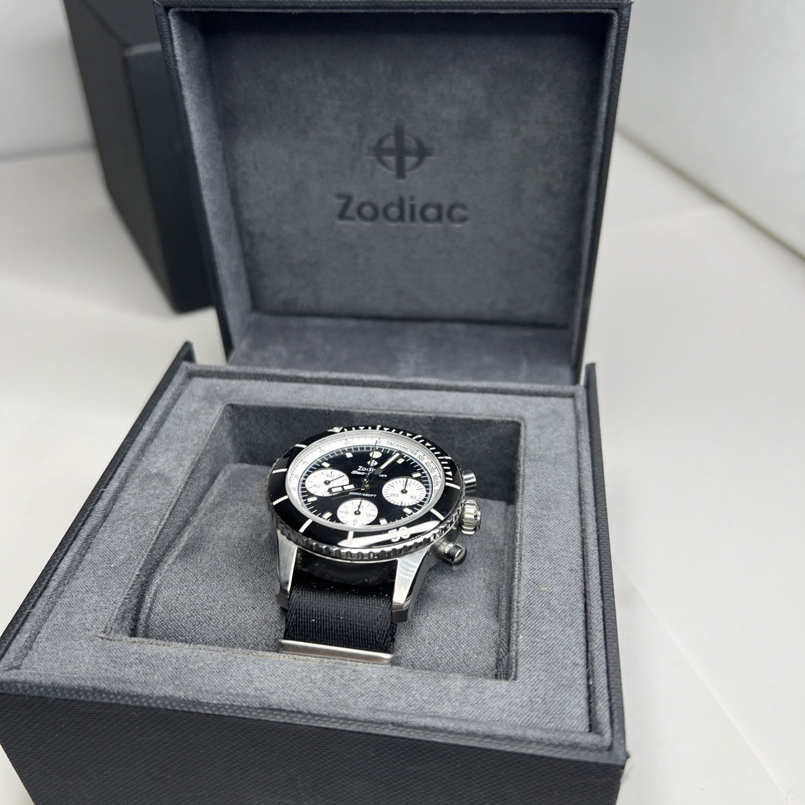 Zodiac ZO3604 Sea-Chron Steel 42mm Automatic Chronograph Men's Watch w/ Box +++