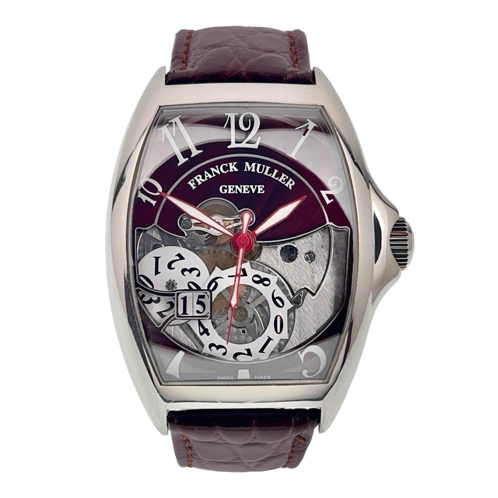 Franck Muller Cintree Curvex Stainless Steel Red Dial 39mm Watch 8080SCGDFO